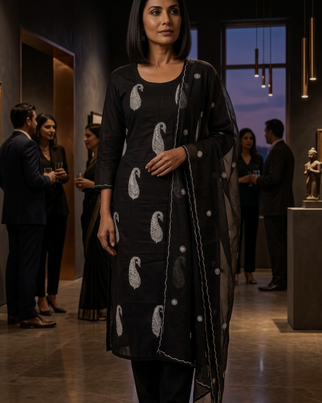 Midnight Black Embroidered Suit