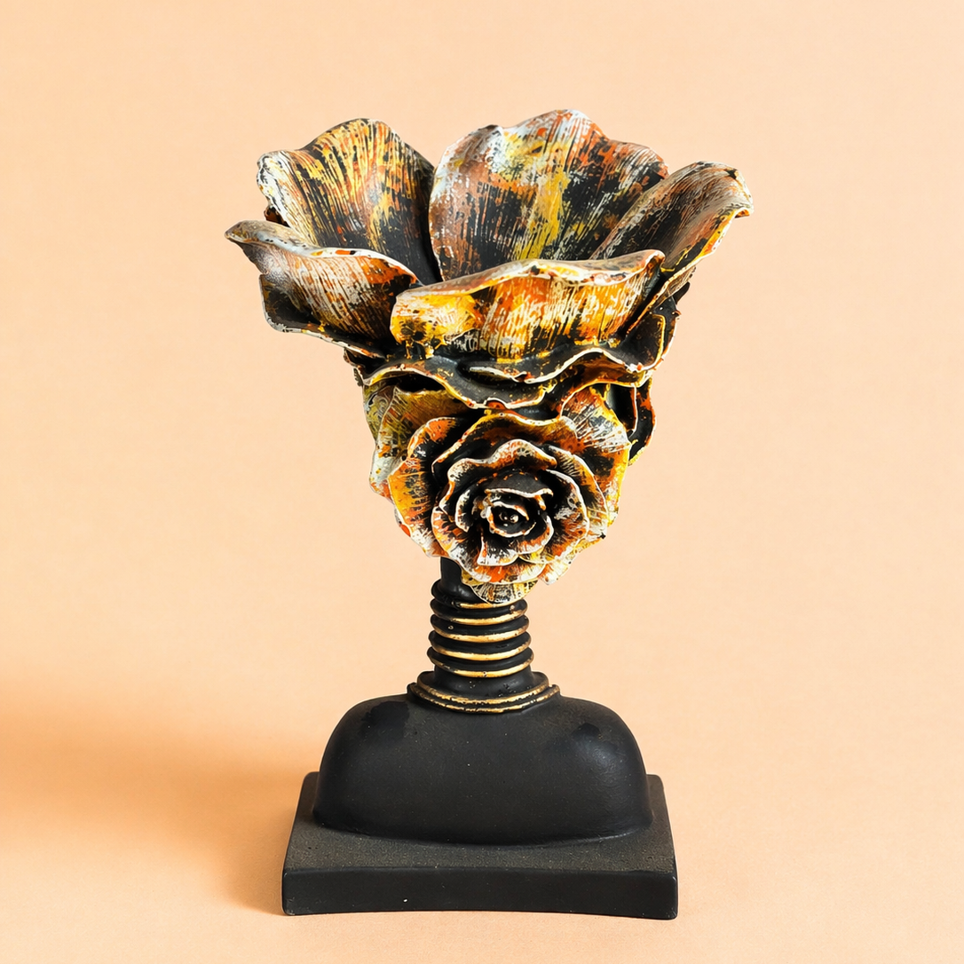 Handcrafted African lady head sculpture decor with crown, showcasing elegance and artistic expression.