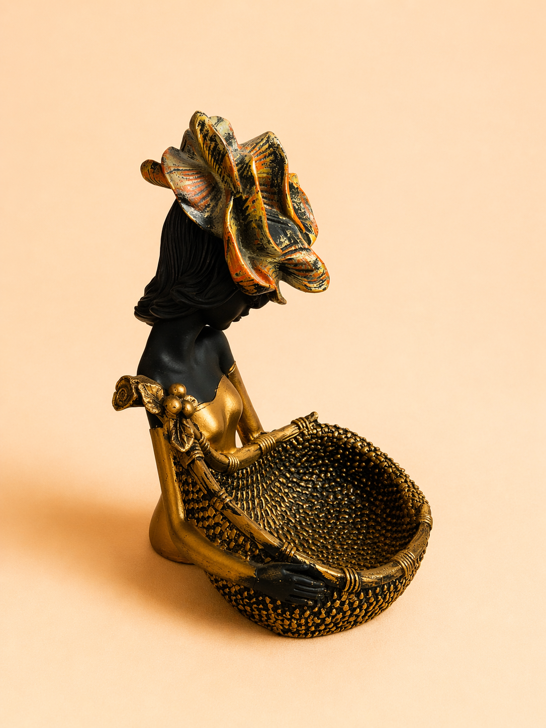 handcrafted lady figurine Fruit Basket