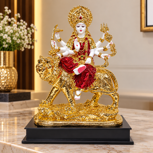 Gold Finish Maa Durga Idol on Lion