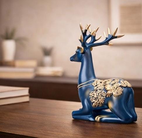 blue gold deer figurine luxury home decor showpiece living room table decor India blue gold deer figurine home decor India