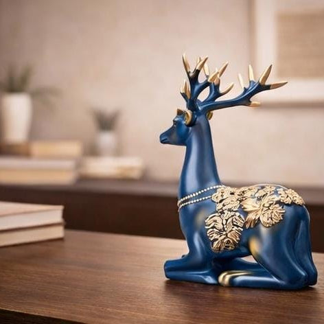 blue gold deer figurine luxury home decor showpiece living room table decor India blue gold deer figurine home decor India