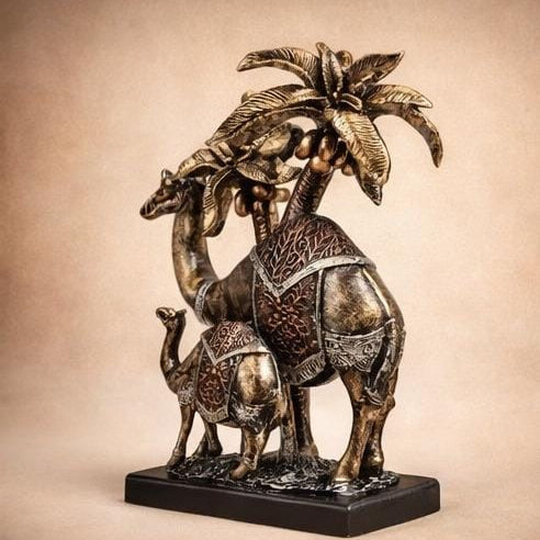 royal camel family showpiece palm tree luxury home decor sculpture living room India camel family showpiece for home decor India