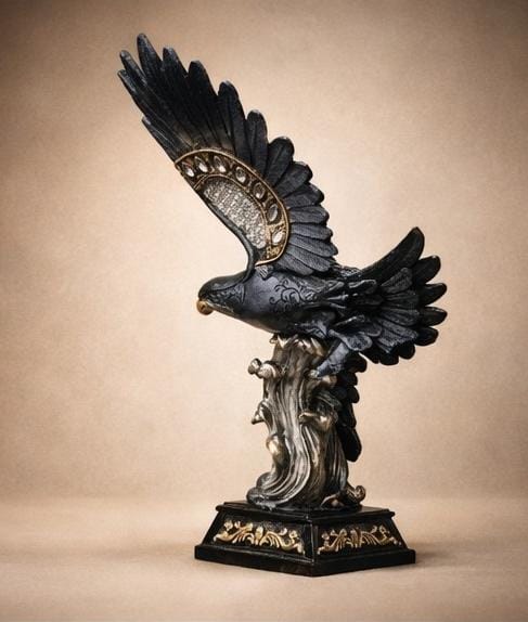 black gold eagle statue crystal wings luxury home decor showpiece living room office India black gold eagle statue home decor India