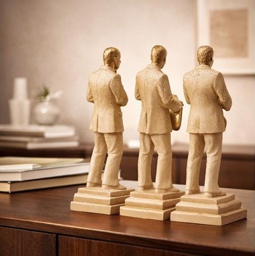 golden jazz musician figurines set brass band sculptures luxury home decor office table India golden musician figurines set for home decor India