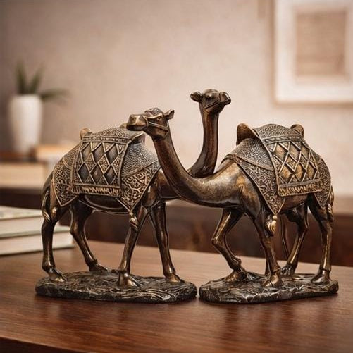 luxury camel pair table decor animal figurine set modern home decor living room India camel figurine set for home decor India