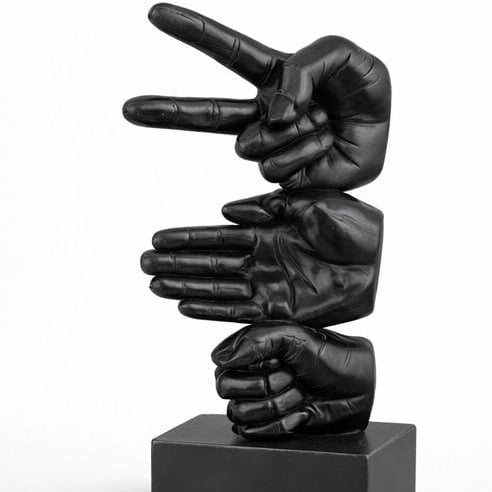 matte black hand gesture sculpture modern tabletop decor luxury home office India modern hand gesture sculpture for home decor India
