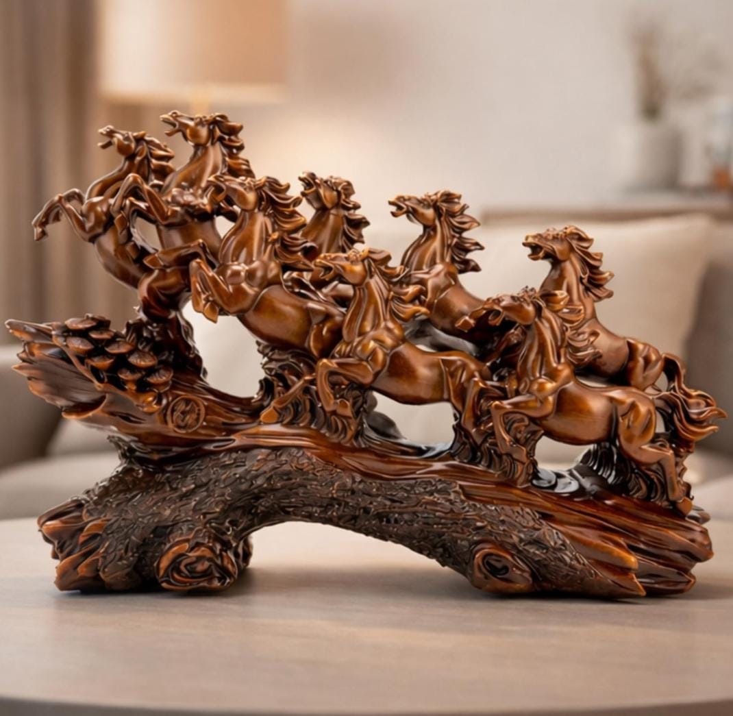eight running horses showpiece feng shui prosperity decor luxury home office India eight running horse's showpiece feng shui India