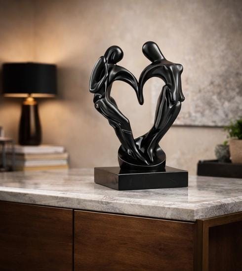 abstract couple heart sculpture romantic modern home decor showpiece living room India abstract couple sculpture for home decor India