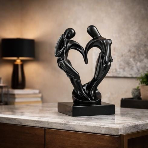 abstract couple heart sculpture romantic modern home decor showpiece living room India abstract couple sculpture for home decor India