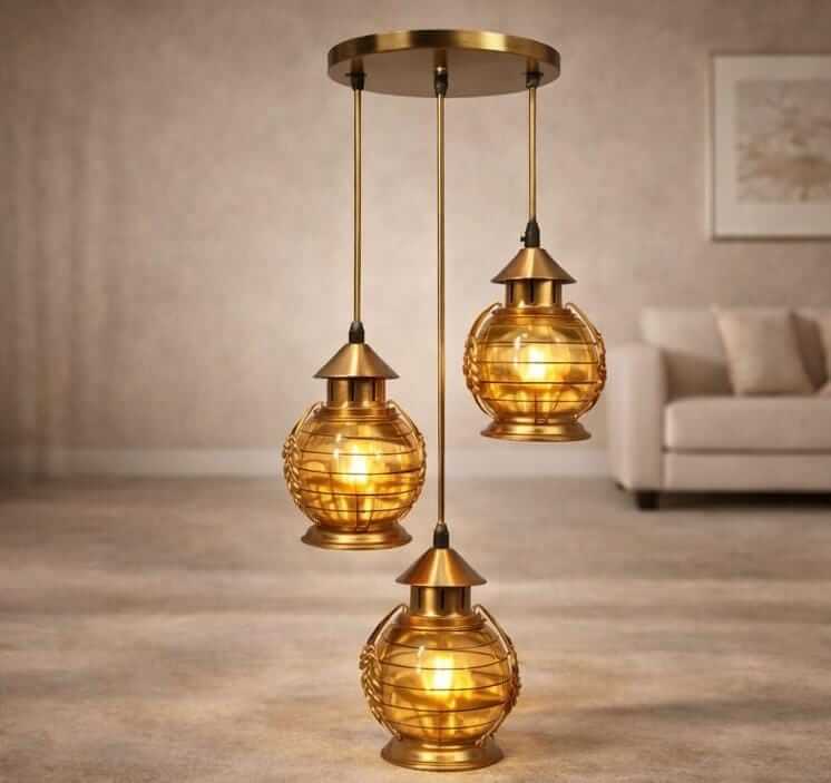 antique 3 light hanging lantern chandelier ceiling pendant light living room dining decor India Antique hanging lantern chandelier for home decor India