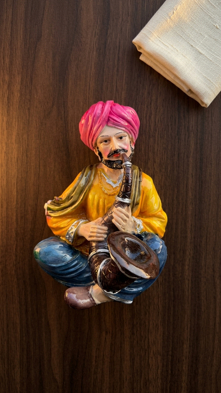 handcrafted Rajasthani musician couple statue