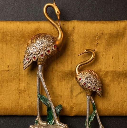 Handcrafted Crane Couple Showpiece