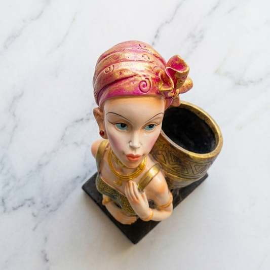 handcrafted lady planter showpiece