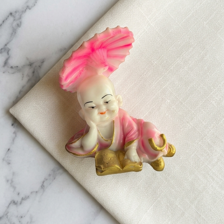 handcrafted monk reading showpiece