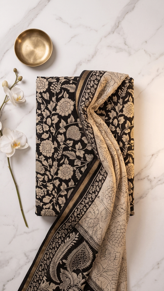 Black and Beige Designer Suit Set with Dupatta – Ethnic Wear India