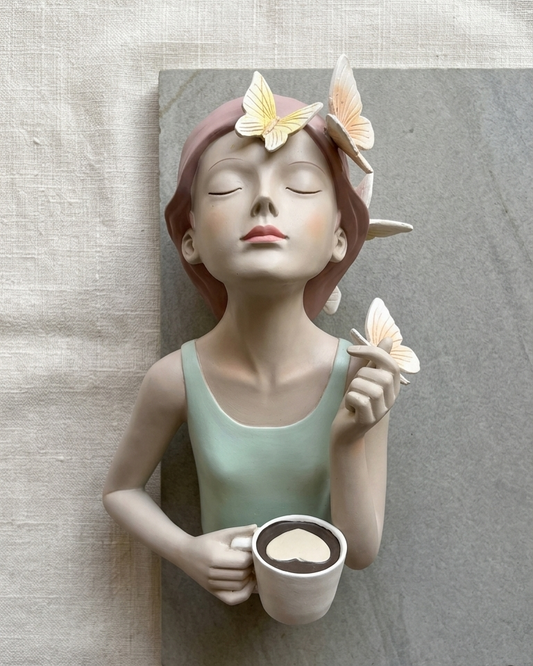 handcrafted girl coffee showpiece
