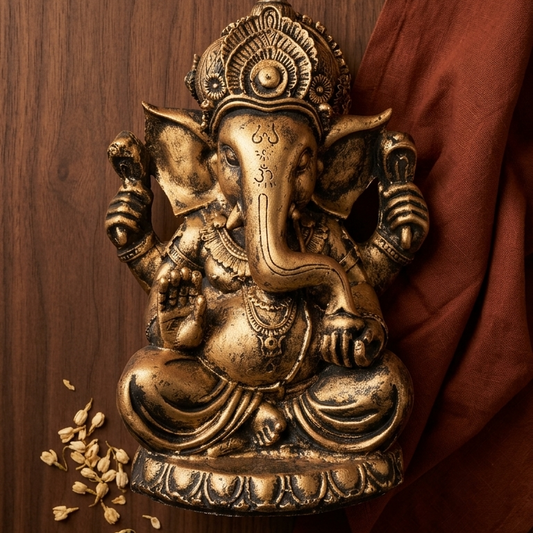 Handcrafted Brass Finish Ganesha Idol
