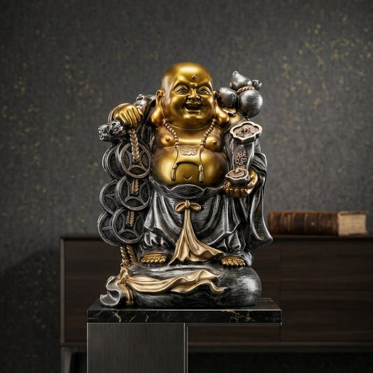 Handcrafted Gold Laughing Buddha Statue