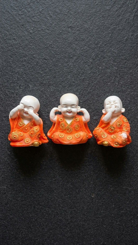 Handcrafted Three Wise Monk Showpiece Set – See No Evil, Hear No Evil, Speak No Evil Decorative Figurines