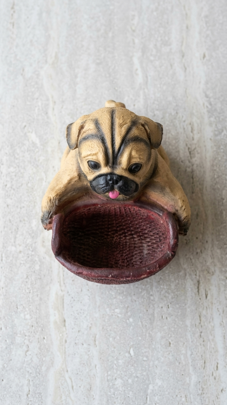 Handcrafted Pug Dog Basket Showpiece – Decorative Storage Figurine for Home