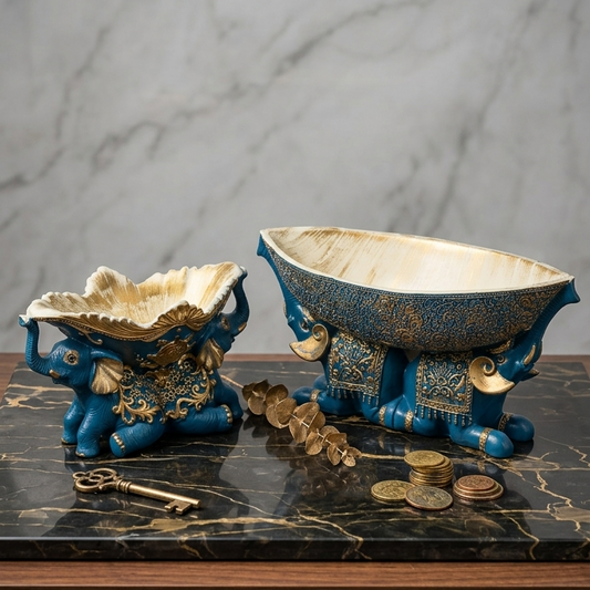 Handcrafted Blue Elephant Decorative Bowl