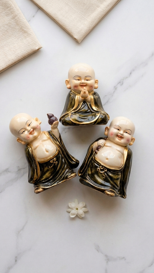 handcrafted monk showpiece set