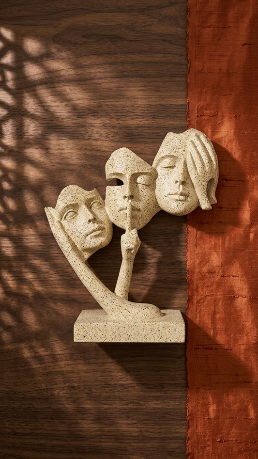Handcrafted Abstract Face Sculpture Decor – Modern for Home & Office