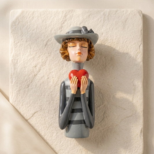 Handcrafted Lady Holding Heart