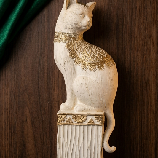 Handcrafted White Cat Showpiece