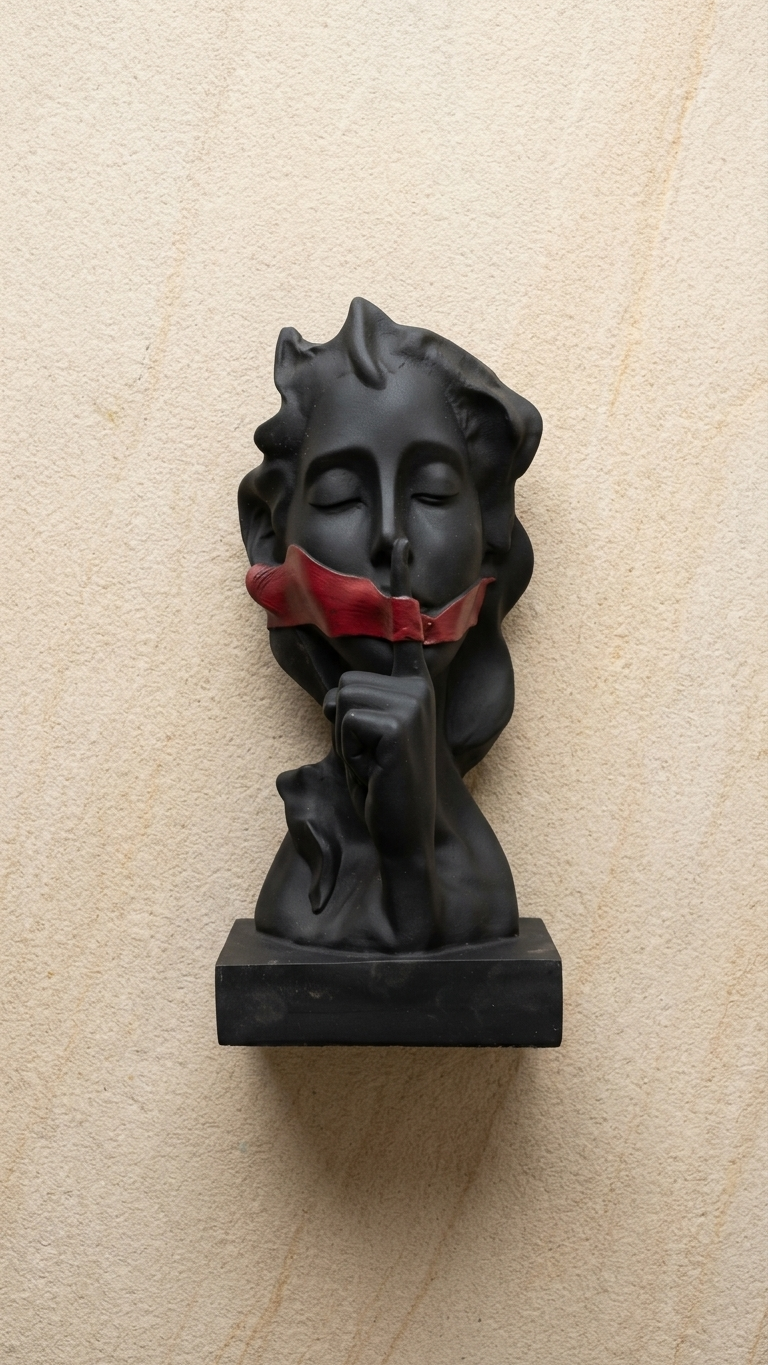 Handcrafted Silence Face Sculpture – Modern Abstract Resin Art Showpiece for Home Decor
