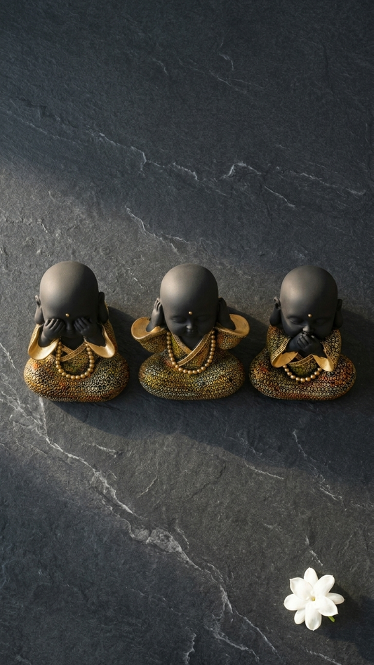 three wise monk showpiece set