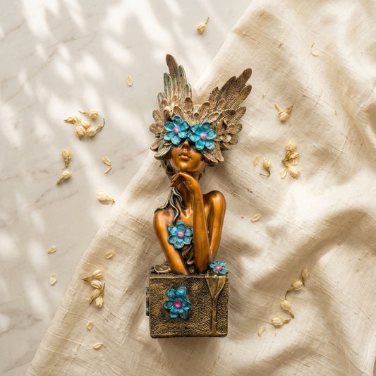Handcrafted Lady Face Flower Sculpture –Premium Resin Showpiece