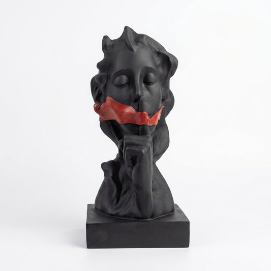 Handcrafted Silence Face Sculpture –Modern Abstract Resin Art for Home
