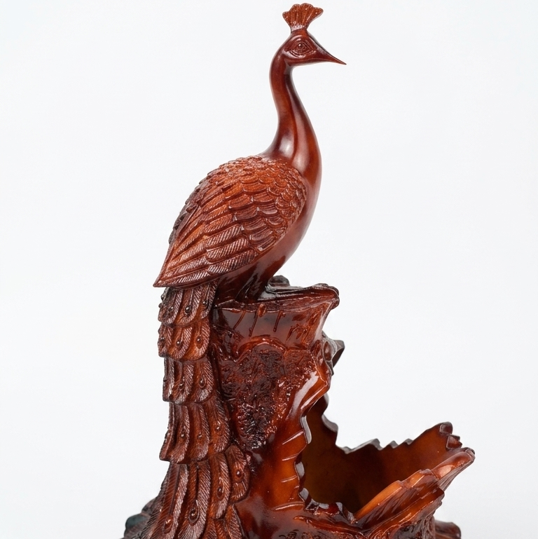 Peacock Holder with Wood Finish