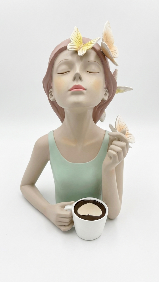 handcrafted girl coffee showpiece