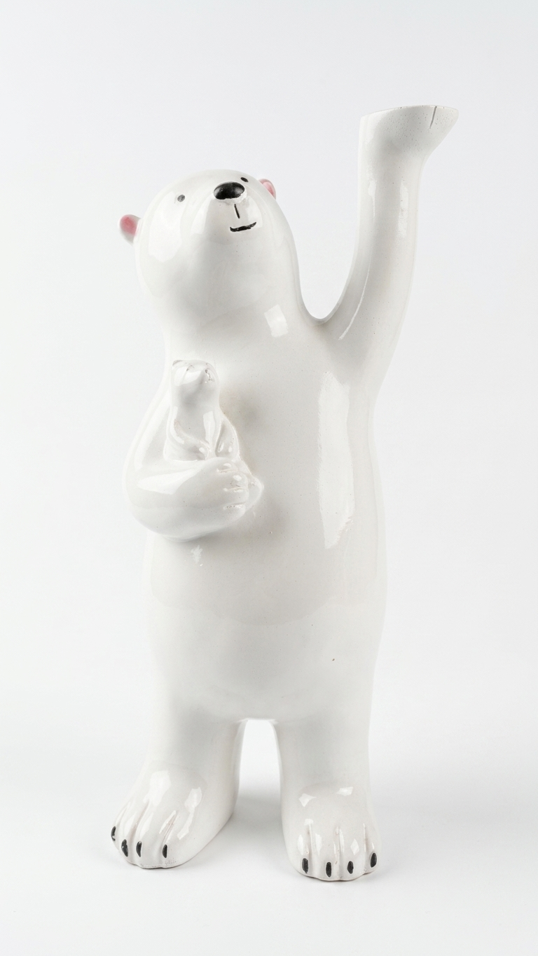 Nordic Polar Bear Flower Vase Showpiece | Modern Luxury Home Decor & Vastu Accent