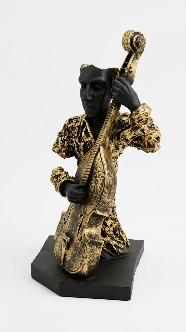 handcrafted violin player showpiece
