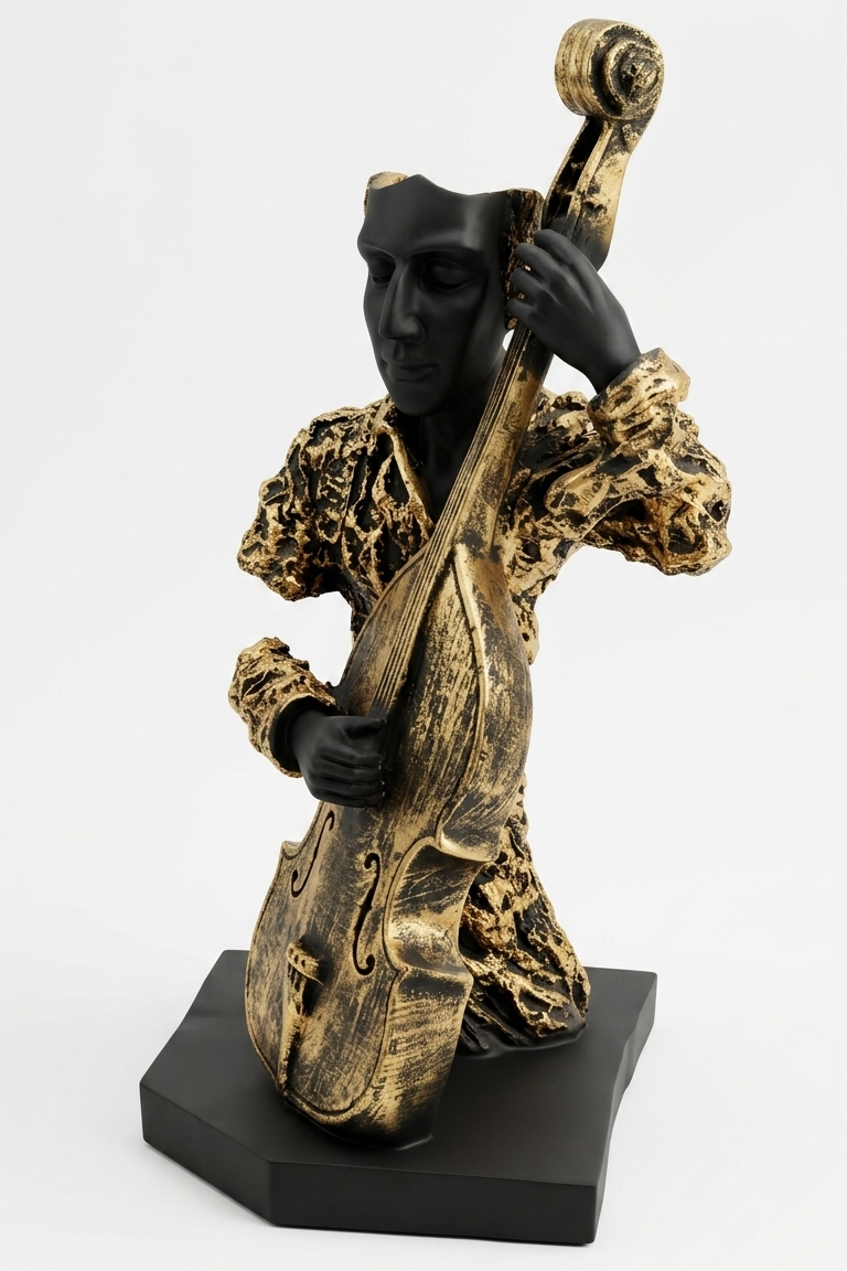 handcrafted violin player showpiece