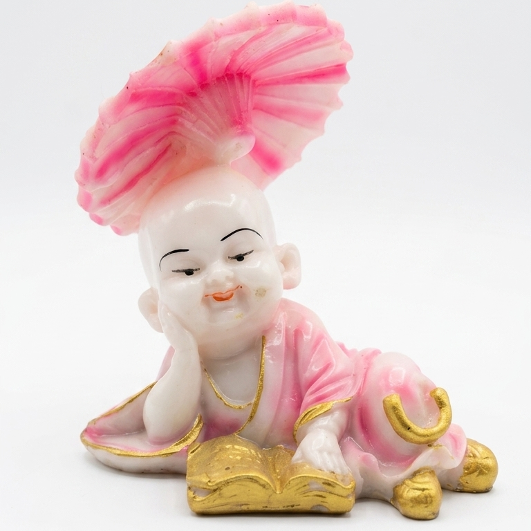 handcrafted monk reading showpiece