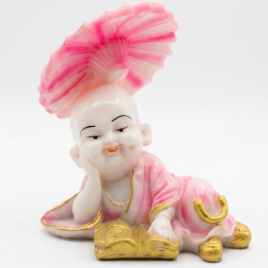 handcrafted monk reading showpiece