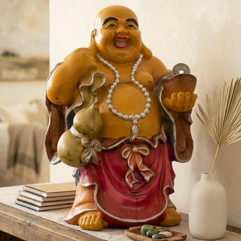 handcrafted laughing buddha wealth