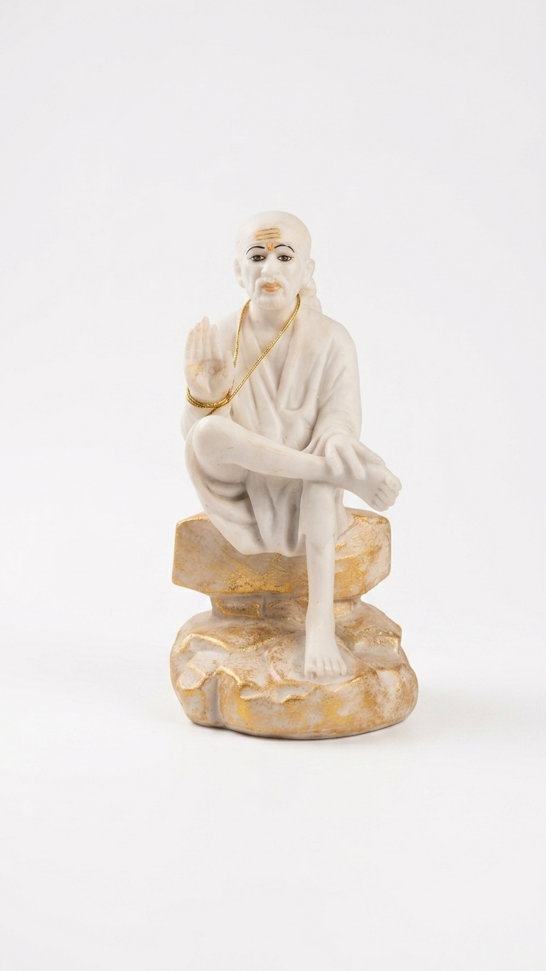 Marble Resin Sai Baba idol for Home Temple & Spiritual Decor