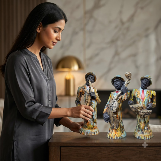 African Musician Showpiece Set of 3