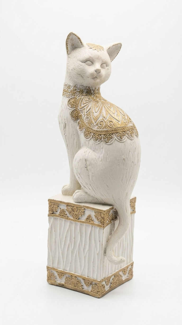 Handcrafted White Cat Showpiece