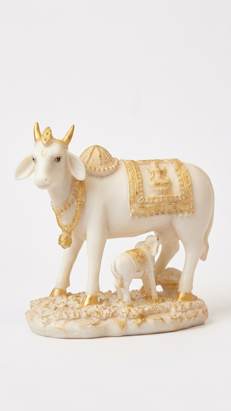 Cow and Calf Statue Idol for Home Decor and Pooja
