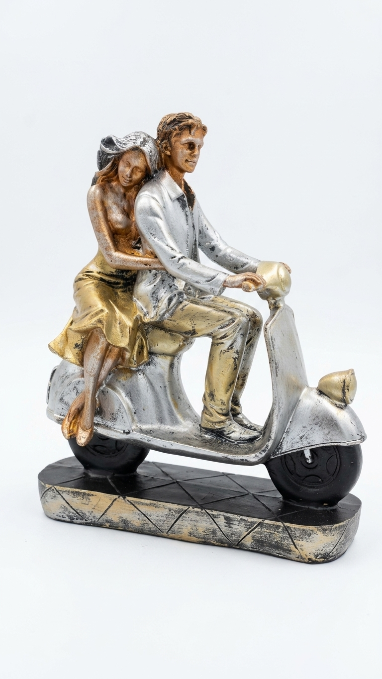 Handcrafted Romantic Couple Scooter Showpiece