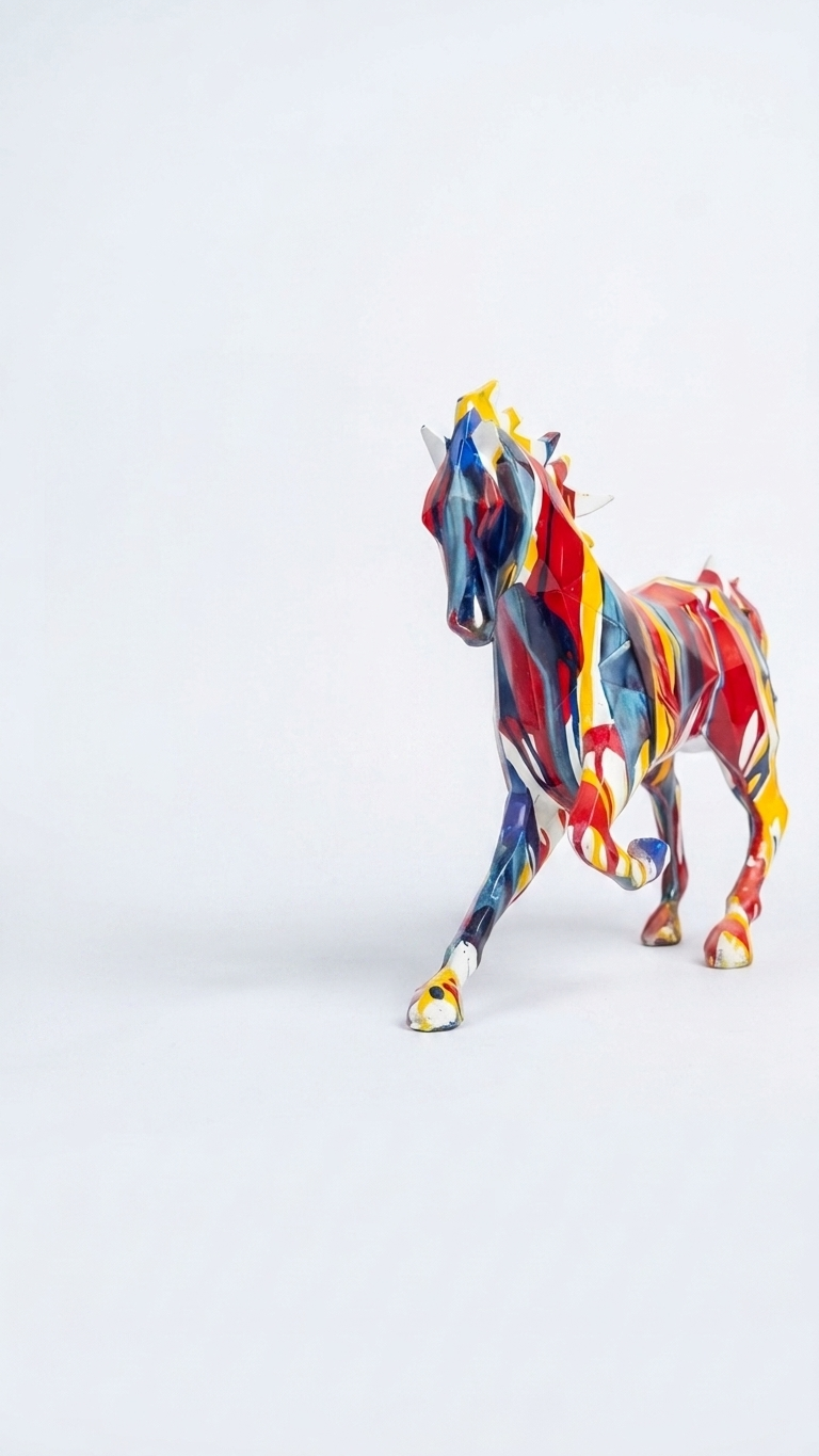 Handcrafted Colorful Horse Showpiece – Modern Artistic Horse Sculpture for Home Decor