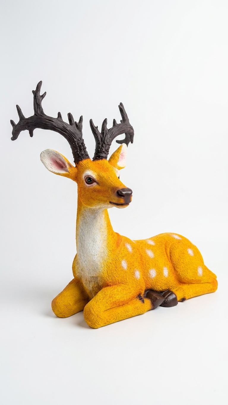 Handcrafted Resin Lying Deer Showpiece with Majestic Antlers