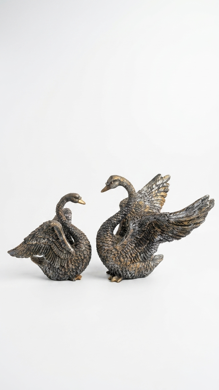 handcrafted swan pair showpiece